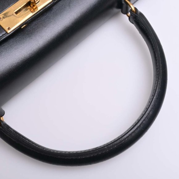 HERMES Box Calf Kelly 28 Handbag Black Ladies - Picture 5 of 10